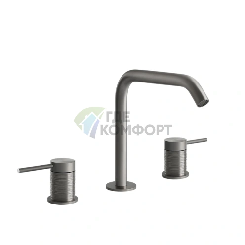 GESSI Смеситель для раковины на 3 отверстия без донного клапана, цвет Steel Brushed (54312#239) - фото 1
