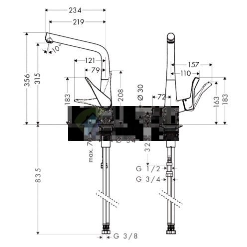Смеситель для кухни Hansgrohe Metris M71: однорычажный с поворотным изливом, хром (14888000) - фото 2