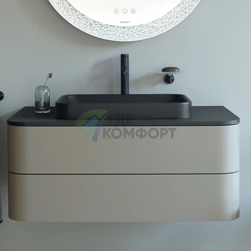 Раковина Duravit Happy D2 Plus 600х400 мм без перелива с керамической крышкой цвет Anthracite matt (2359601300) - фото 3