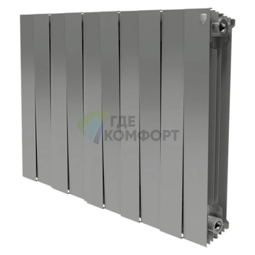 Радиатор биметаллический Royal Thermo Piano Forte 500 Silver Satin 10 секций-серебристый - фото 1