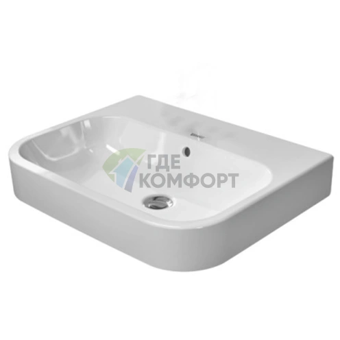 Раковина Duravit Happy D2 с переливом без отверстия 600x460 мм белый (2315600060) - фото 1