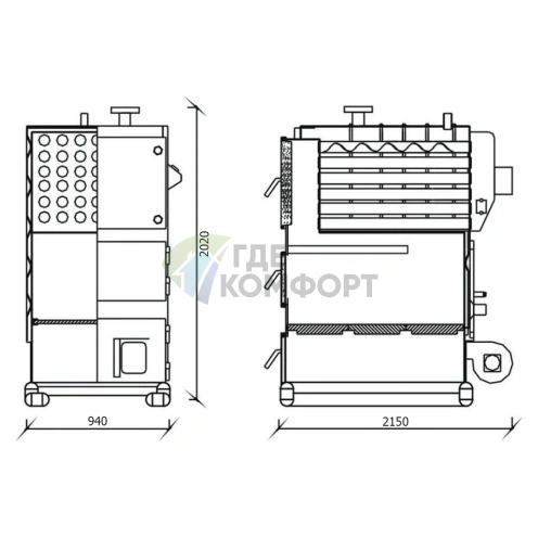 Твердотопливный напольный одноконтурный котел Kentatsu Furst Vulkan Max SR-300 - фото 2