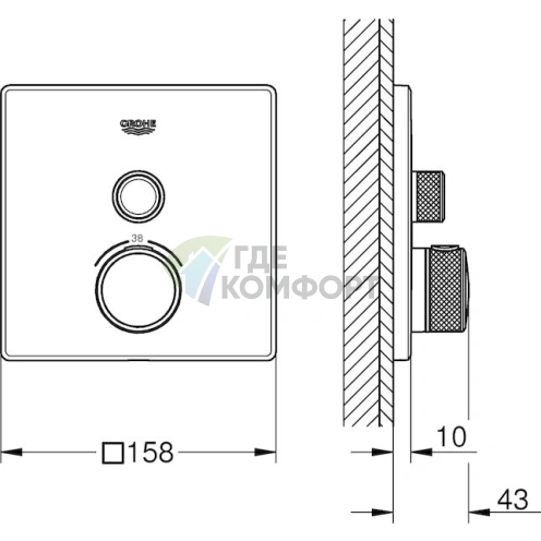 Термостат для душа Grohe Grohtherm SmartControl 29153LS0 с умным контролем температуры — Moon White - фото 5
