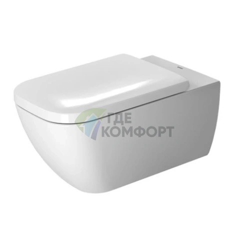 Подвесной унитаз Duravit Happy D.2 Rimless без ободка с вертикальным смывом, белый (2550090000) - фото 1