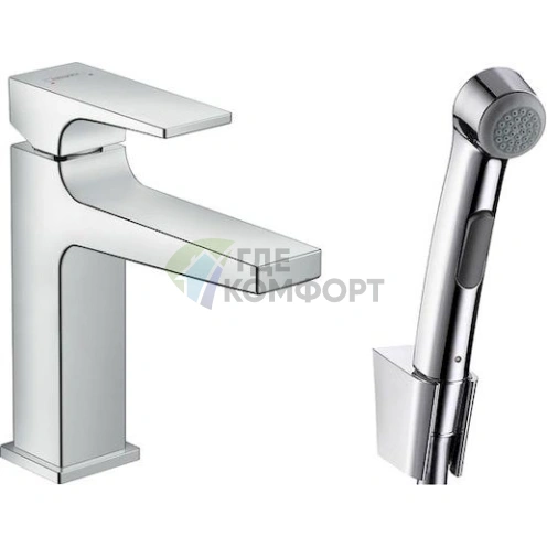 Смеситель Hansgrohe Metropol для раковины с гигиеническим душем и донным клапаном Push-Open - фото 1