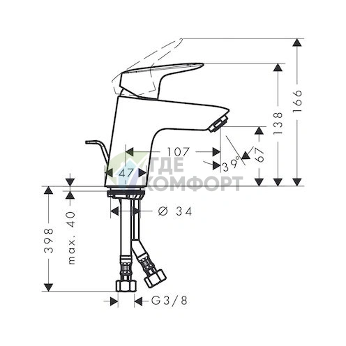 Смеситель для раковины Hansgrohe Logis 71071000 - фото 5