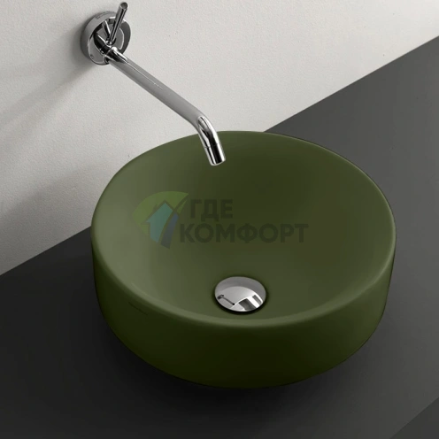 Круглая накладная раковина Kerasan Cento 45 см без отверстия, цвет Verde Muschio (355711 Verde muschio *0) - фото 1