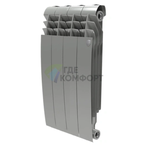 Радиатор биметаллический Royal Thermo BiLiner 500 Silver Satin 4 секции-серебристый - фото 1