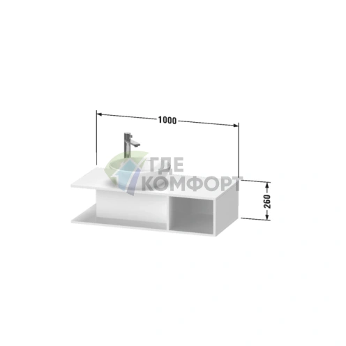 Стильная подвесная тумба Duravit D-Neo Compact белая глянцевая 260x1000x480 мм (DE491902222) - фото 2