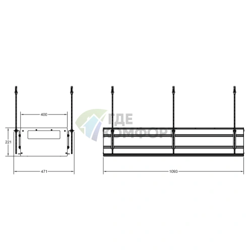 Линейный профиль GESSI BINARIO 1090 мм, 5 модулей, цвет Black XL, система Shift-Fix (61012#299) - фото 2