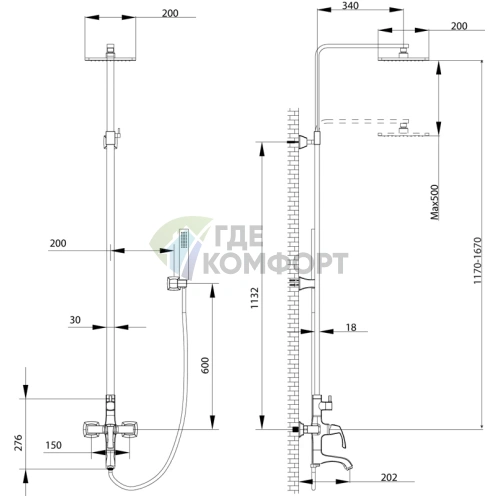 Душевая стойка Lemark Nubira LM6262ORB угловая, цвет золотой дуб - фото 2
