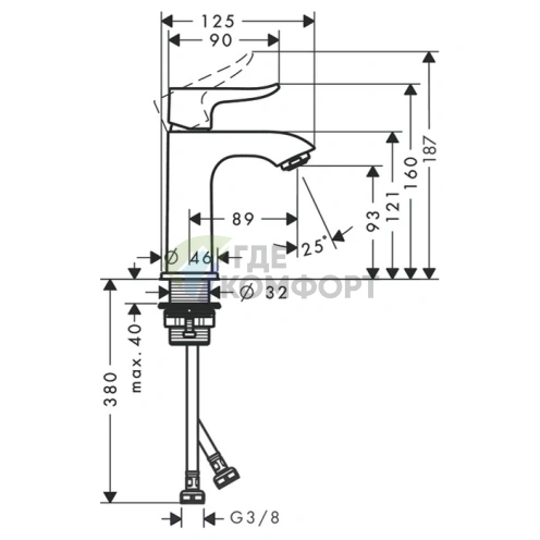 Смеситель для раковины Hansgrohe Metris однорычажный, хром (31186000) - фото 2