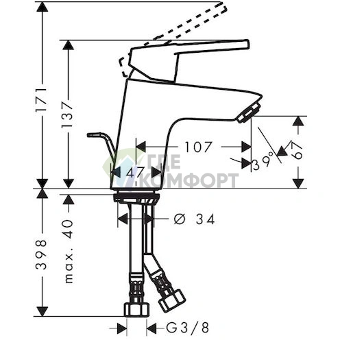 Смеситель для раковины Hansgrohe Logis Loop 71150000 - фото 2