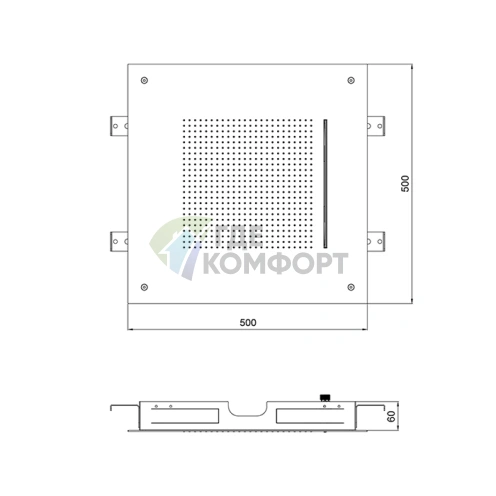 Душевая лейка Almar потолочная встраиваемая 500x500 мм с 2 режимами (E044280.MS) - фото 2