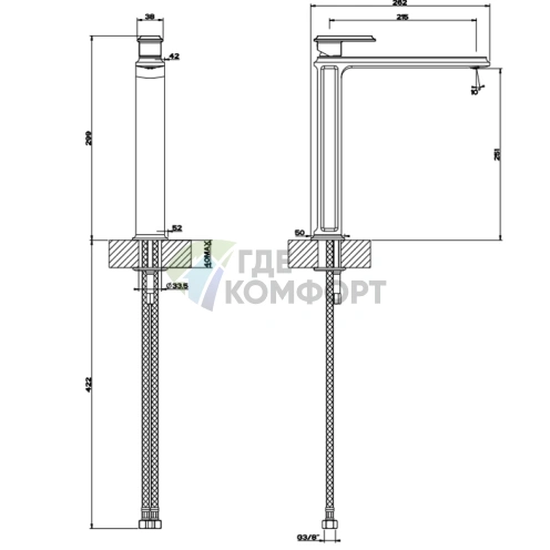 Смеситель для раковины Gessi Eleganza высокий без донного клапана хром (46004#031) - фото 2