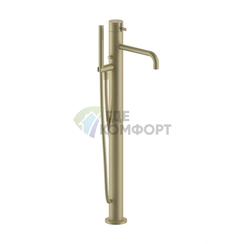 Напольный смеситель для ванны Fantini AF/21 с ручным душем, цвет Matt British Gold PVD (27 P6 A580B) - фото 1