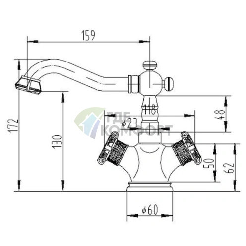 Смеситель для раковины Zorg Antic A 3009U-BR - фото 2