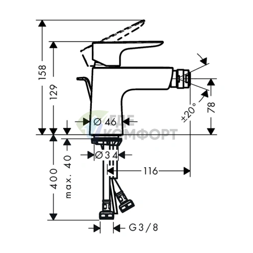 Смеситель для биде Hansgrohe Talis E белый матовый с донным клапаном (71720700) - фото 2