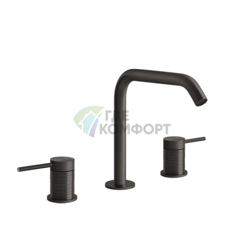 Смеситель для раковины GESSI 316 на 3 отверстия, цвет brushed black metal PVD (54312#707) - фото 1