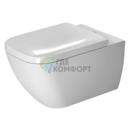 Унитаз подвесной Duravit Happy D.2 безободковый — 540х365 мм, комплект крепления, белый (2222090000) - фото 1