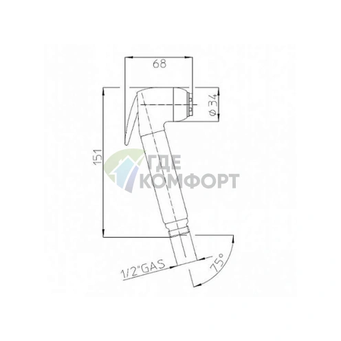 Душевая лейка BOSSINI BRASS с клапаном подачи в хромированном исполнении (B00661.030) - фото 2