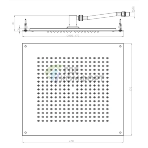Верхний душ BOSSINI DREAM-CUBE 470×470 мм, сатинированная нержавеющая сталь (H38459.075) - фото 2