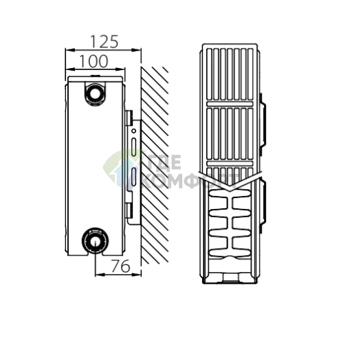 Радиатор стальной панельный Stelrad Compact 22 06 07 с боковым подключением - фото 6