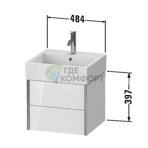 Подвесная тумба Duravit XViu с двумя ящиками, цвет белый глянцевый/champagne matt (XV43330B122) - фото 2
