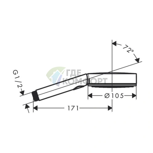Ручной душ Hansgrohe Pulsify 105 3jet EcoSmart с функцией экономии воды, хром (24101000) - фото 2