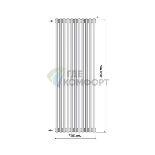 Радиатор стальной трубчатый Purmo Delta Laserline AB 2180 1800x500 10 секций с боковой подводкой - фото 3