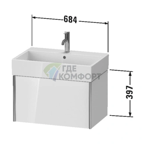 Подвесная тумба Duravit XViu для раковины, 397x684x454 мм, цвет орех темный/черный матовый (XV42350B221) - фото 2