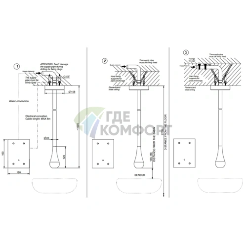 Электронный потолочный смеситель GESSI GOCCIA с кран-фильтром, цвет Black XL (33724#299) - фото 2