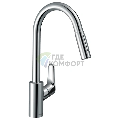 Кухонный смеситель Hansgrohe Focus M41 с поворотным и вытяжным изливом 220 мм, хром (31833000) - фото 1