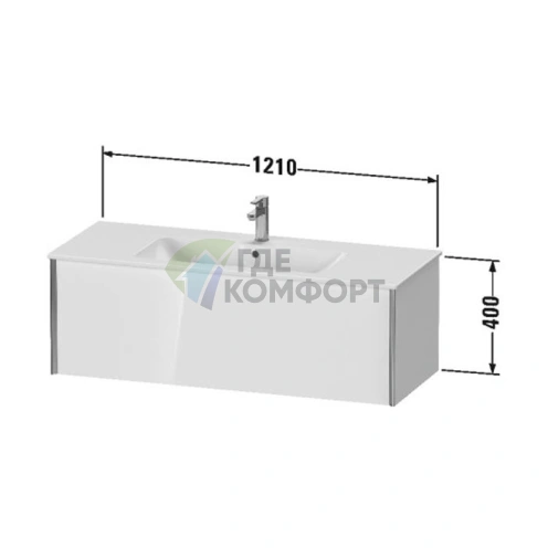 Тумба подвесная Duravit XViu 400x1210x480 мм белая глянцевая/champagne matt с ящиком для раковины 233612 (XV40280B122) - фото 2