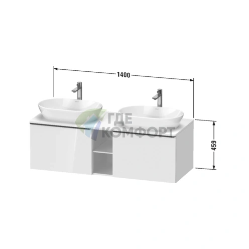 Подвесная тумбочка Duravit D-Neo, 459x1400x550 мм, 2 ящика, Black Oak (DE4950B1616) - фото 2