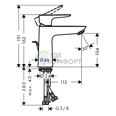 Смеситель для раковины Hansgrohe Talis E 110, шлифованная бронза (71710140) - фото 2