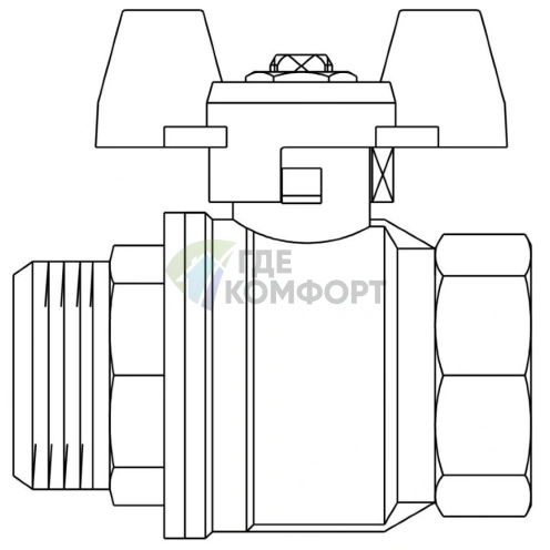 Кран шаровый 3/4 НВ маховик из алюминия Optibal Oventrop - фото 2