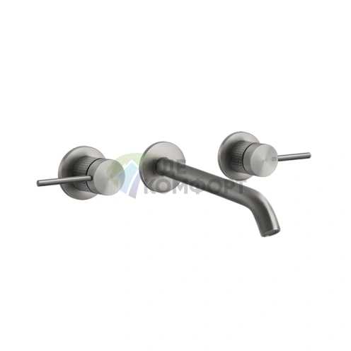 Встраиваемый смеситель GESSI 316 для раковины на 3 отверстия, цвет steel brushed (54294#239) - фото 1