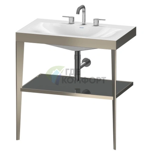 Напольная консоль Duravit XViu с раковиной и полкой, 850x800x480 мм, цвет champagne matt/flannel grey high gloss lacquer (XV4715TB189) - фото 1