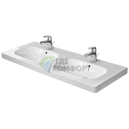 Двойная раковина Duravit D-Code для мебели с переливом, 1200x490 мм, белого цвета (3481200002) - фото 1