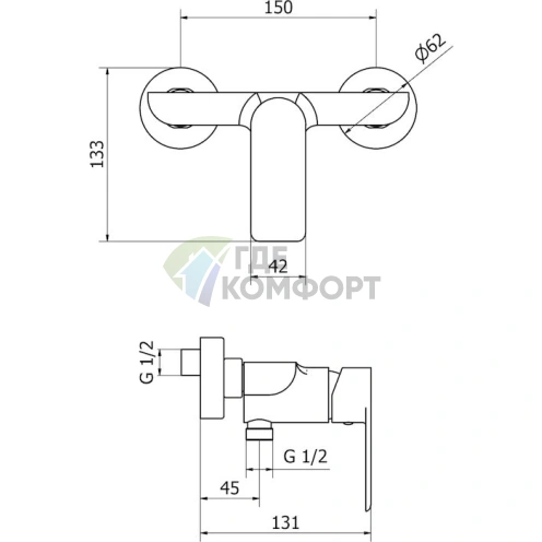 Душевой смеситель Cezares Furore FURORE-DM-01-Cr настенный - фото 2