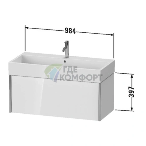 Подвесная тумба Duravit XViu 397x984x454 мм для раковины, белый глянцевый/champagne matt (XV42370B122) - фото 2