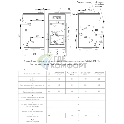 Газовый напольный одноконтурный котел ACV Alfa Comfort 50 v15 - фото 2