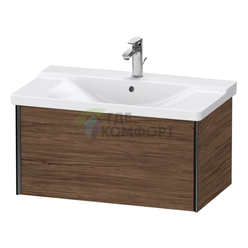 Подвесная тумба Duravit XViu Walnut Dark/черный матовый, 1 ящик (XV40160B221) - фото 1