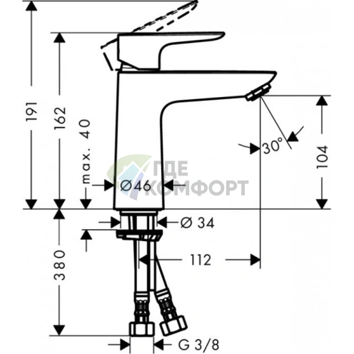 Смеситель для раковины Hansgrohe Talis E однорычажный, хром (71712000) - фото 2