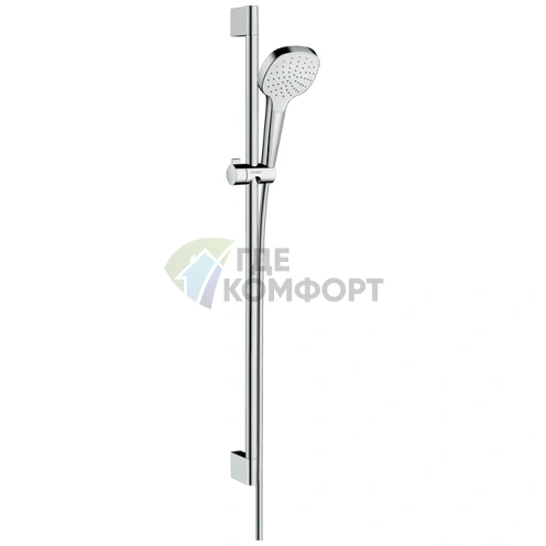 Душевой набор HG Croma Select E: штанга 900 мм, ручной душ 110 с функцией Rain, EcoSmart, белый/хром (26595400) - фото 1