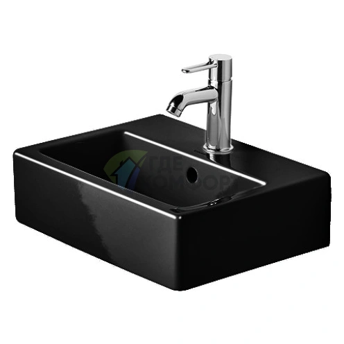 Раковина Duravit Vero для рук шлиф с перел с 1 отв под смеситель включая крепление 450x350мм Цвет Черный - фото 1