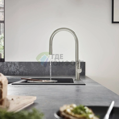 Кухонный смеситель Hansgrohe Talis M54 с вытяжным душем, сталь (72800800) - фото 1