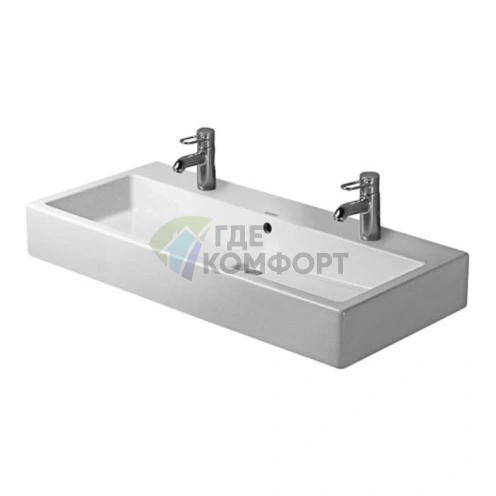Встраиваемая раковина Duravit Vero без перелива, 2 отверстия под смеситель, с креплением, 1000x470 мм, белый (454100024) - фото 3