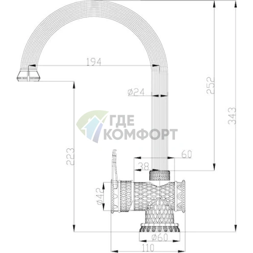 Смеситель Zorg Antic A 407K-BR для кухни в матовой бронзе - фото 2